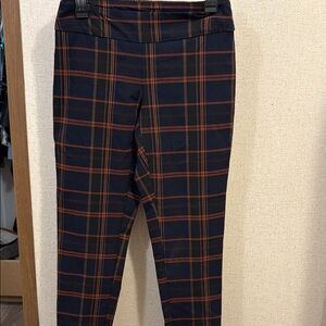 Plaid Skinny Pants in Navy and Red